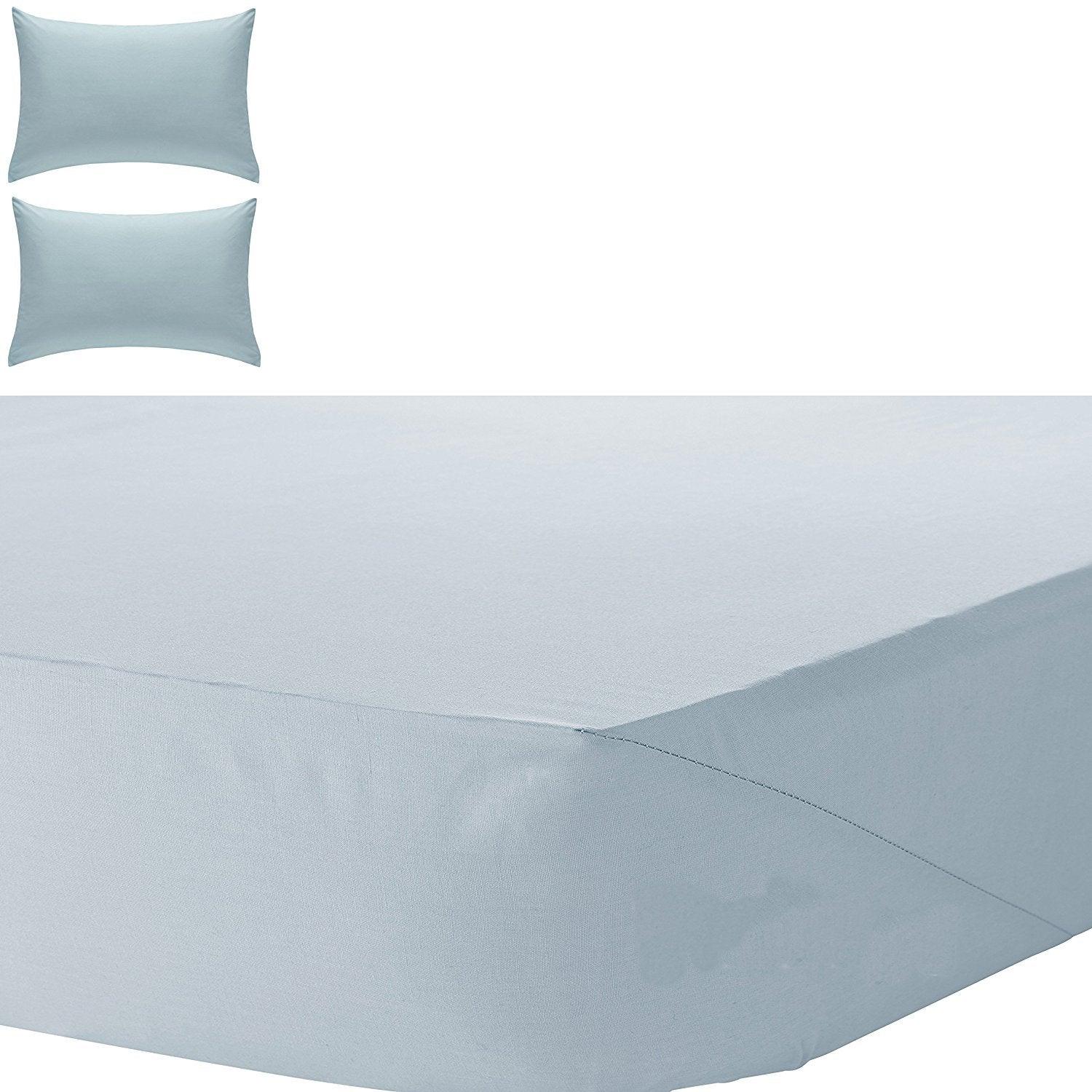 New Non-Iron EXTRA DEEP Fitted Bed Sheets 12" PEERCALE Poly-Cotton Fitted Bedding Sets - Comfort Style