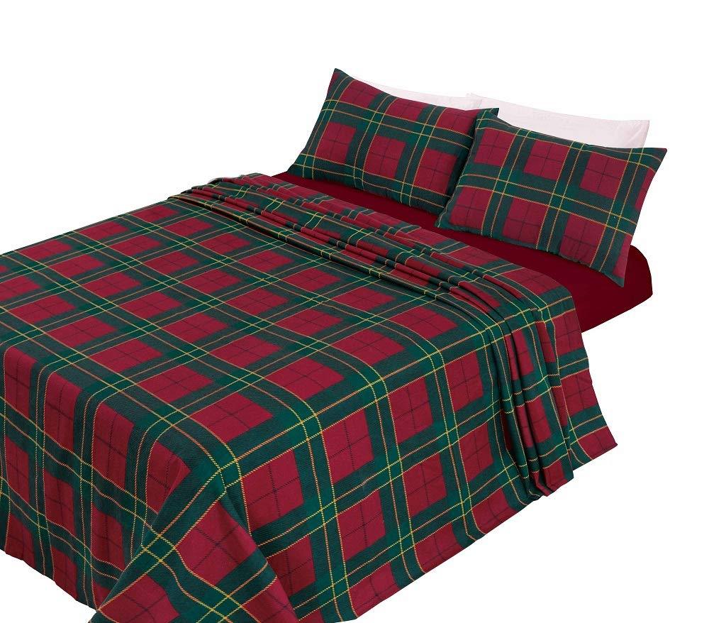 Comfort-Style Luxury Thermal Tartan Check Flannelette Sheets Set