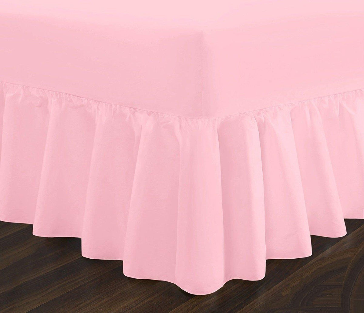 Plain Dyed Frilled Platform VALANCE Bed sheets With Skirt Style & Matching Pillowcases or V-CASES - Comfort Style
