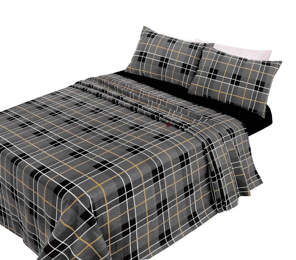 Comfort-Style Luxury Thermal Tartan Check Flannelette Sheets Set