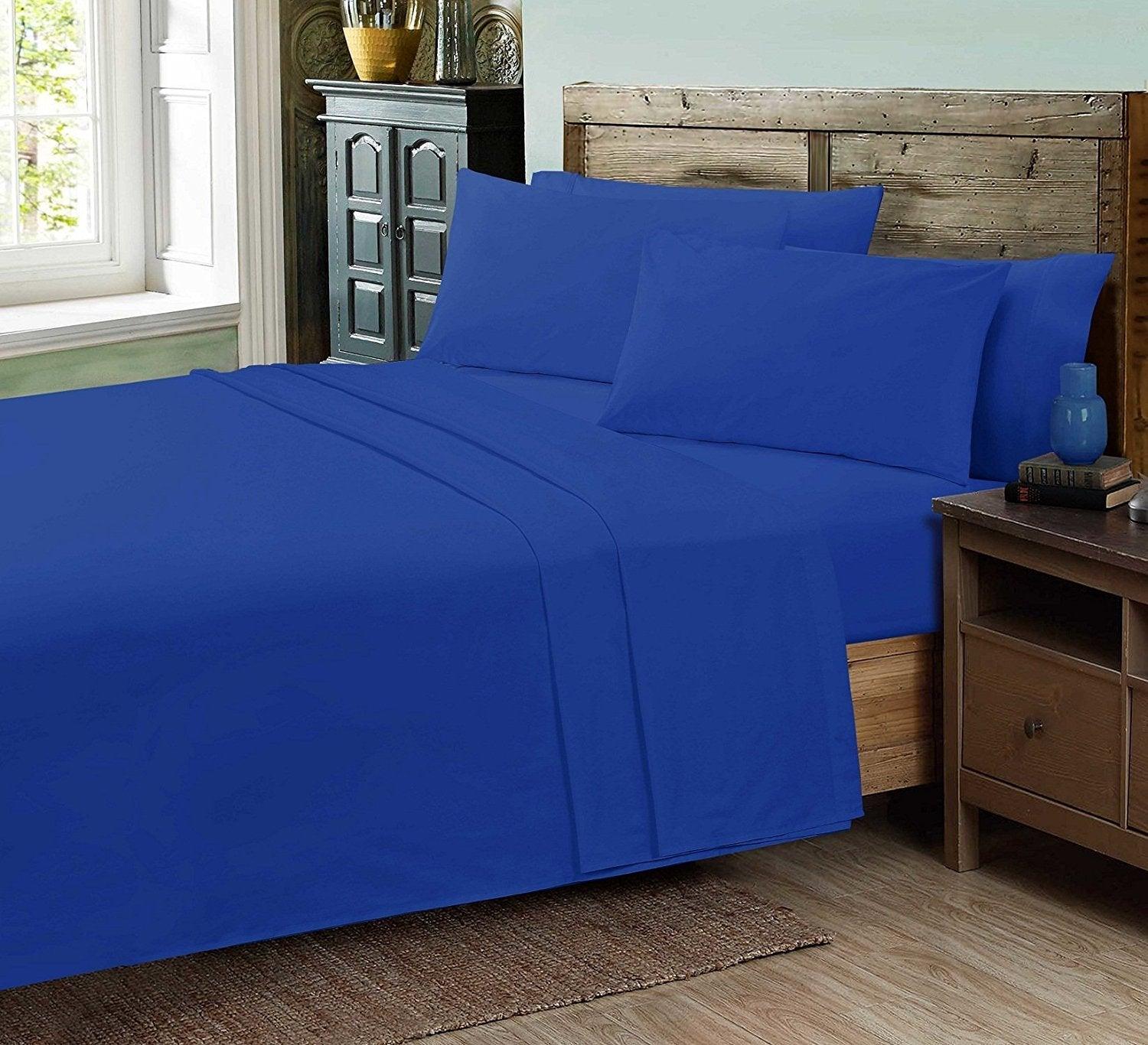 Luxurious Super Poly-Cotton FLAT BED SHEETS ~ Plain Dyed PERCALE Flat BEDDING SET - Comfort Style