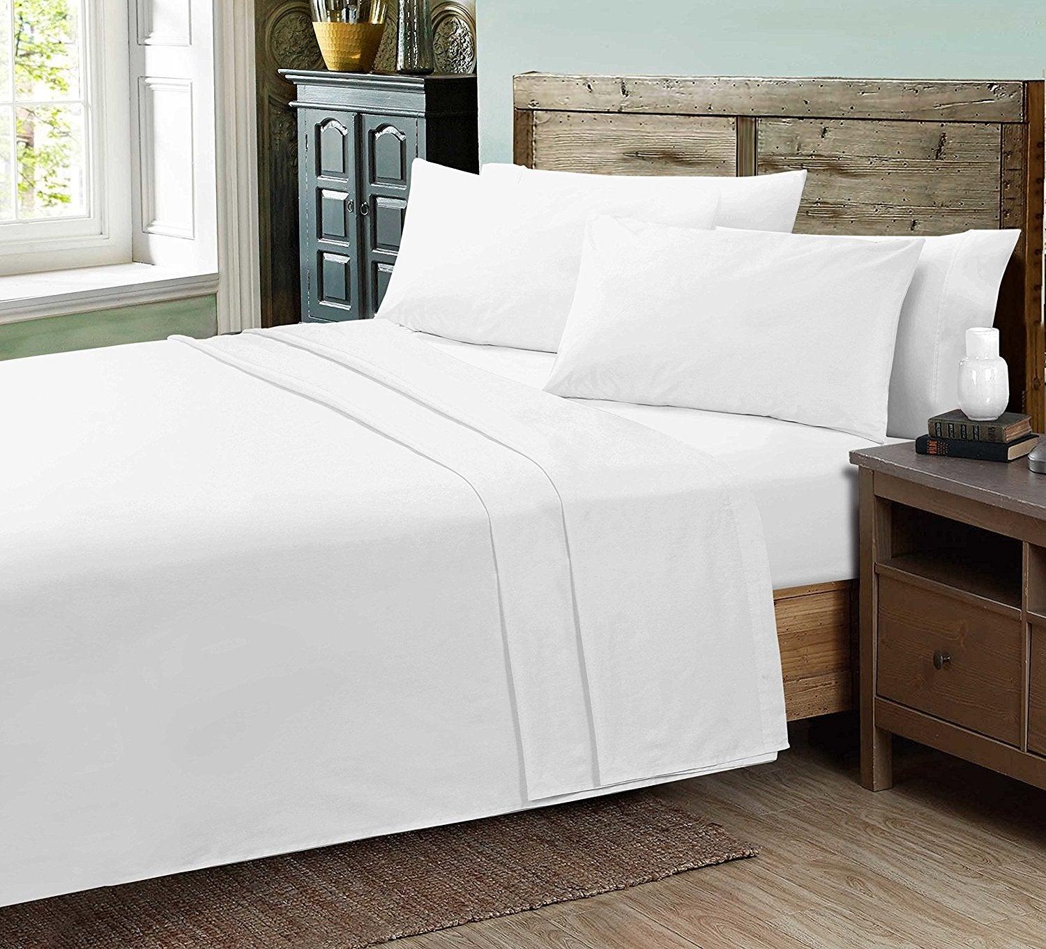 Luxurious Super Poly-Cotton FLAT BED SHEETS ~ Plain Dyed PERCALE Flat BEDDING SET - Comfort Style