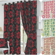 PETAL Flowery Fully Lined Half PANAMA CURTAINS – Ready Made 3 Curtain Colors