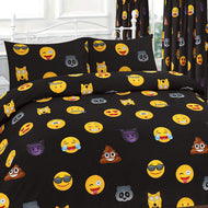 Nightzone New EMOJI FACES Fully Lined Ready Made CURTAINS with Tie backs ~ SUPER PolyCotton Fabric (LILAC)