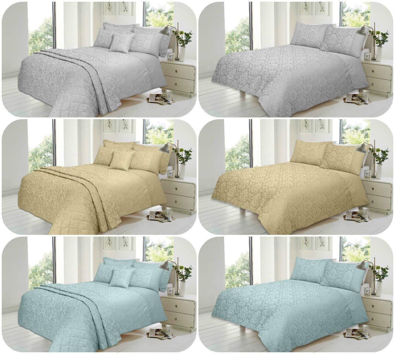 Luxurious SAVOY Jacquard Duvet Cover Set with Pillowcases ~ SUPER Bedding Sets UK SIZES (Grey, Double DUVET SET) - Luxury ComfortStyle