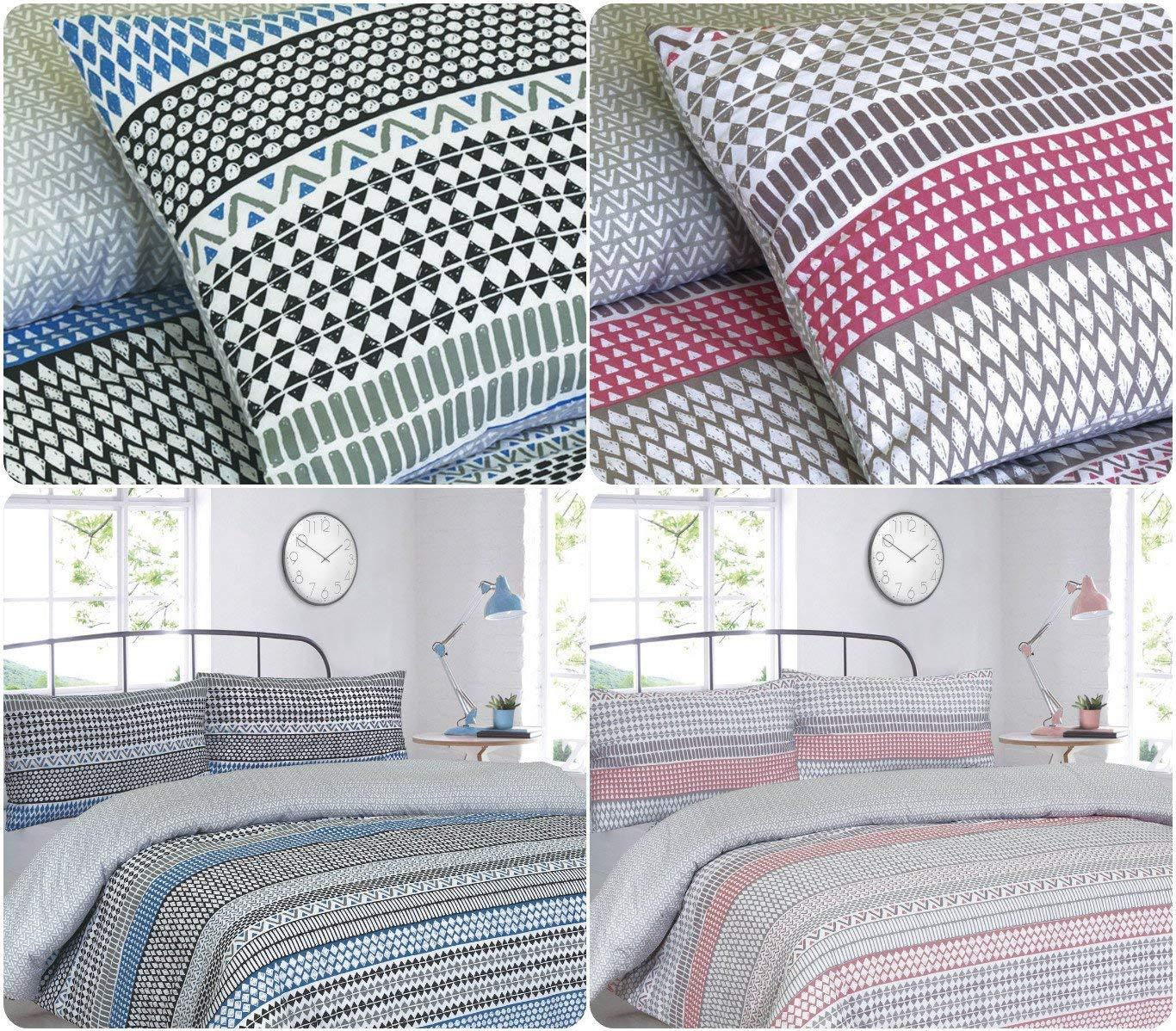 New ARTISAN Stripped DUVET COVER SET with Pillowcases ! Printed PolyCotton Bedding Set available in UK SIZES (ARTISAN - Indigo, Single Duvet Set) - Comfort Style