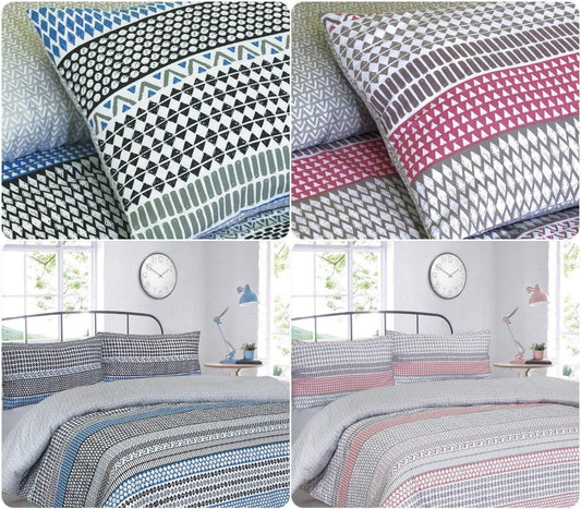 New ARTISAN Stripped DUVET COVER SET with Pillowcases ! Printed PolyCotton Bedding Set available in UK SIZES (ARTISAN - Indigo, Single Duvet Set) - Comfort Style