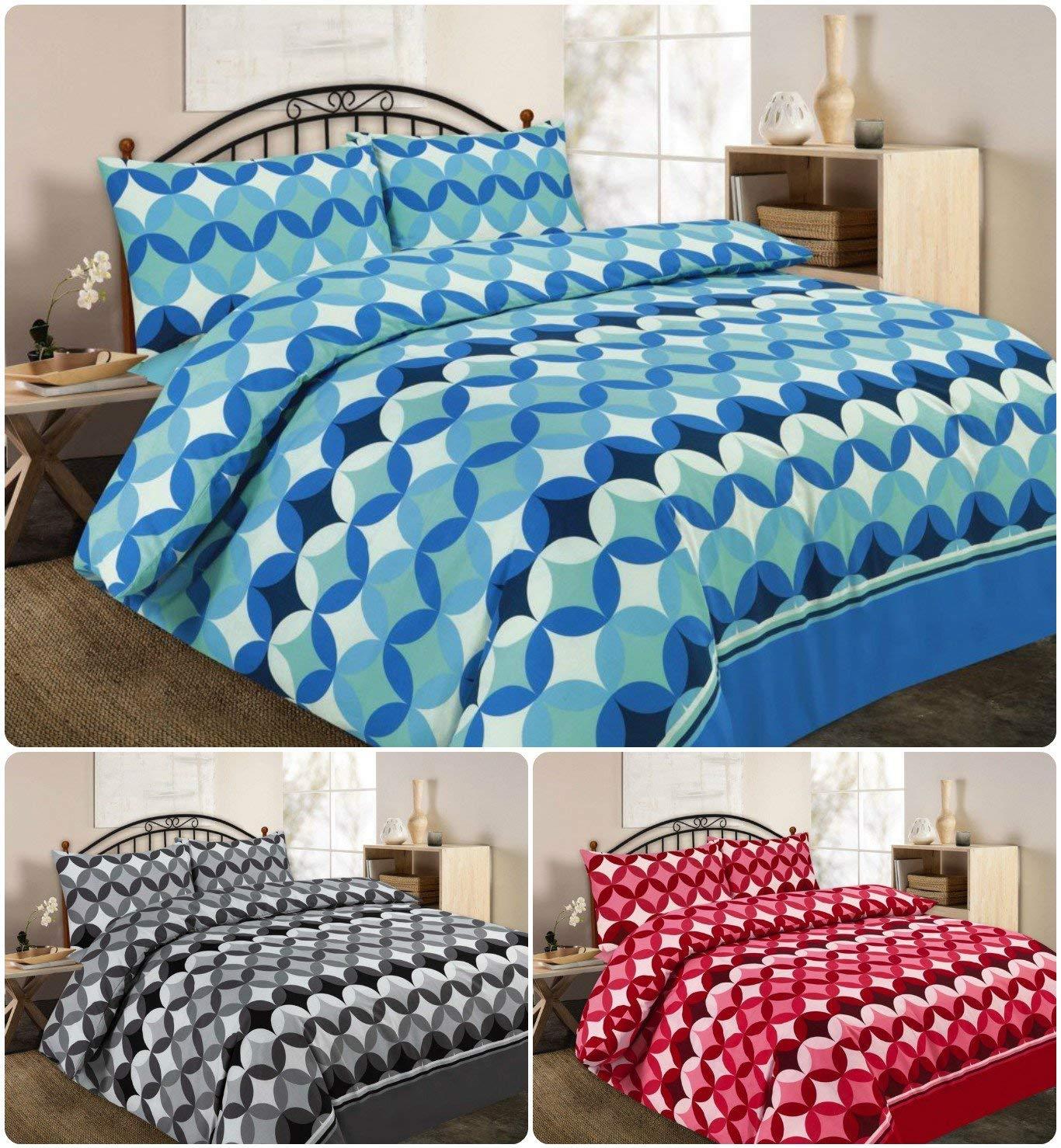 Decent “GRANT Spring Circles Reversible DUVET COVER + Matching Pillowcases ~ Printed PolyCotton Quilt Bedding Sets ~ UK SIZE (TEAL, SINGLE) - Comfort Style