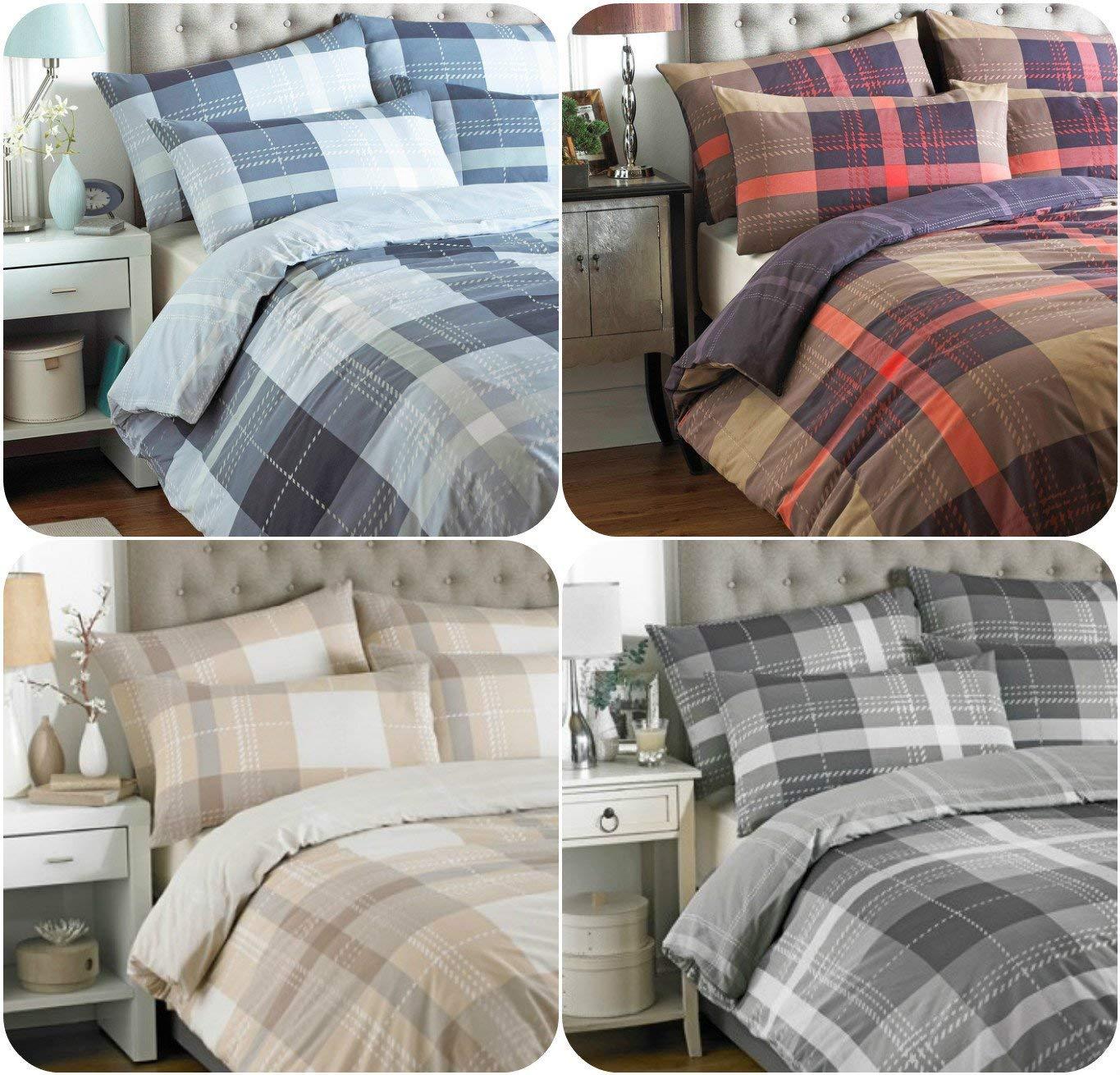 Luxury ClubHouse Checked TARTAN Duvet Cover Bedding Set with PillowCases ~ Super PolyCotton Fabric UK SIZE - Comfort Style