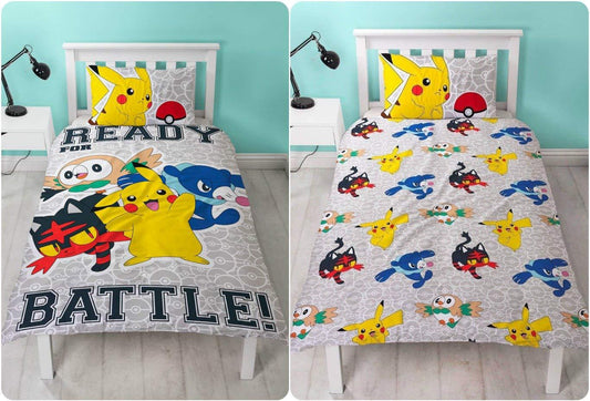 Exclusive POKEMON Go Laredo ~ Kids / Children Duvet Cover Set with Pillowcase ~ Reversible 2-in-1 Junior Designs ~ SINGLE UK SIZE - Comfort Style