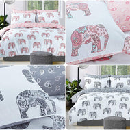 Decent Look DUVET COVER SET Animal Print ELEPHANT + Matching Pillowcases | Reversible PolyCotton Bedding Collection & UK SIZES (PINK, Single Duvet Set) - Luxury ComfortStyle