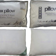 NEW Duck Feather & Down BOX PILLOW (One Pillow) ---- OR ----- Duck Feather & Down PILLOW PAIR ~ 85% FEATHER & 15% DOWN ~ Extra Filling Comfort ~ Standard UK Sizes