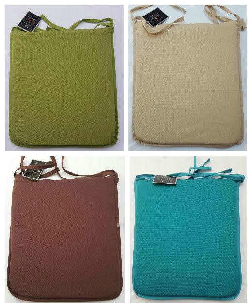 Super Quality PLAIN SEAT PADS with Ties ~ Home ~ Office ~ Garden ~ Removable Cover Chair Pads ~ STANDARD UK SIZE (37"x42") & 6 COLORS (SET OF: 6, TEAL) - Comfort Style