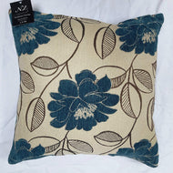 SUPER QUALITY 100% POLYESTER CHENILLE TURQUOISE FLOWERY CUSHION WITH ZIP DECENT LOOK (SET OF 6, COVER + PILLOW)