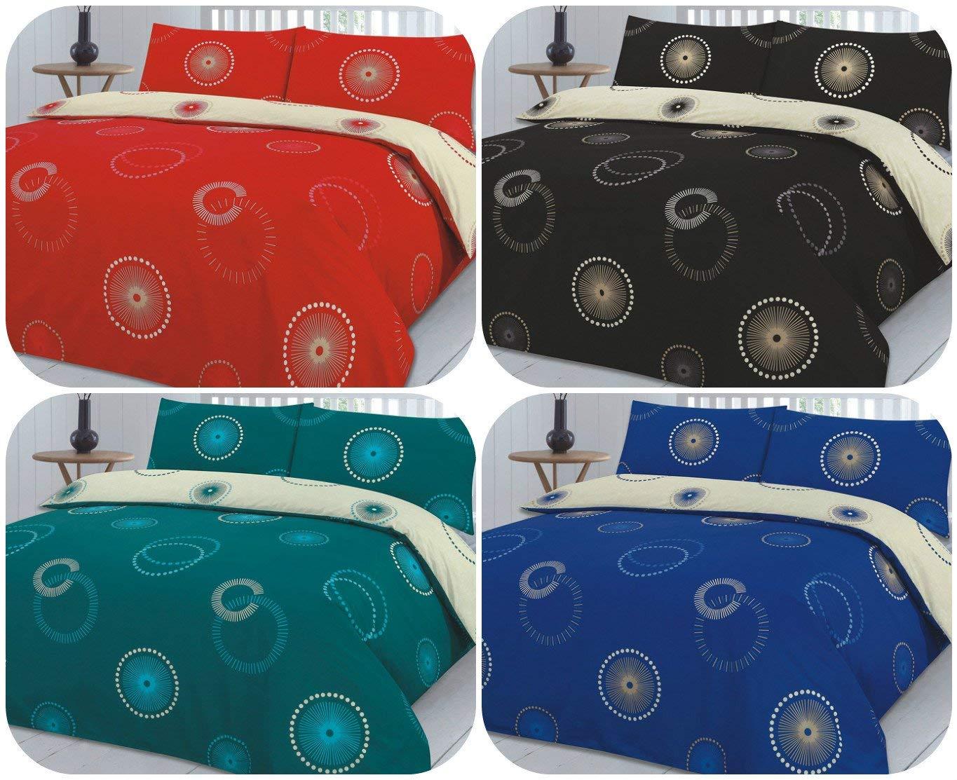 LUXURY EDEN DUVET COVERS + 2 MATCHING PILLOW CASES, SOPHISTICATED BEDDING FOUR ROMANTIC COLORS BLACK-BLUE-RED-TEAL, ALL UK SIZES NEW (SUPER KING, EDEN - RED) - Comfort Style