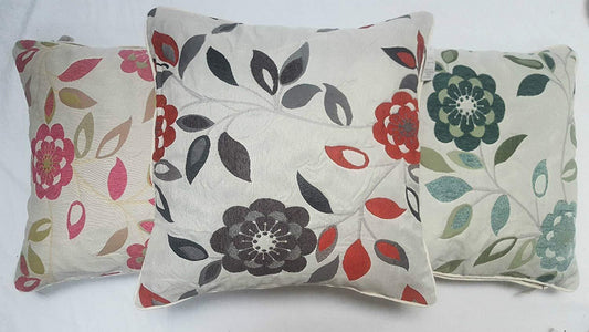 SUPER FINE QUALITY 18" X 18" 100% POLYESTER FLOWERY HOME / OFFICE CUSHIONS & CUSHION COVERS WITH ZIP - Comfort Style