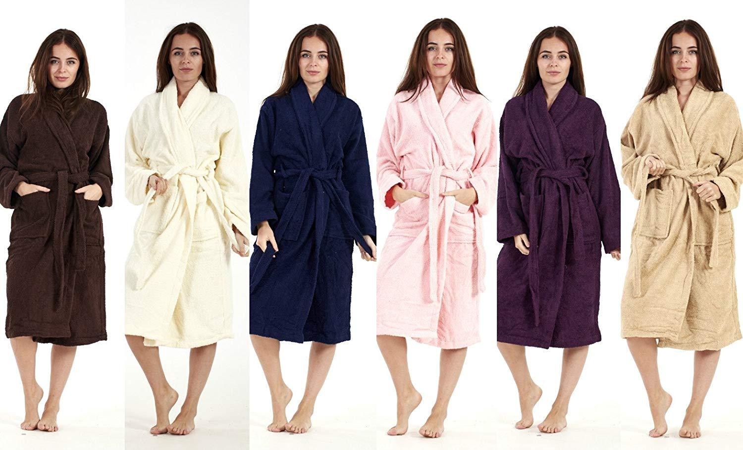 Luxury SUPER QUALITY 100% COTTON BATH ROBES- DRESSING GOWN TERRY TOWEL SOFT TOUCH BATHROBE HOUSECOAT NEW, Standard UK Size (STANDARD, PLUM) - Comfort Style