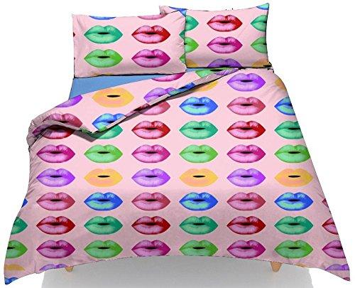 New COOL Multi-Colored LIPS Duvet / Quilt COVER SET ~ Romantic COVER + Matching Pillow Cases ~ single, double & king ~ UK SIZES - Comfort Style