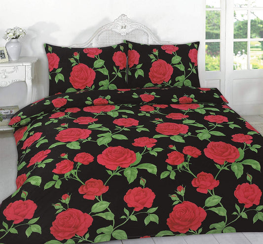 MEADOW BLACK & TEAL Duvet Set - Includes DUVET / QUILT COVER + 2 MATCHING PILLOW CASES, Decent Flowery Bedding POLYCOTON ALL UK SIZES - Comfort Style
