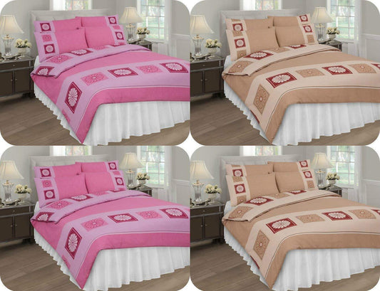 LUXURY POLYCOTON DIWA-PINK DUVET SET-- DUVET COVER + 2 MATCHING PILLOW CASES SINGLE, DOUBLE, KING & SUPER KING UK SIZES - Comfort Style