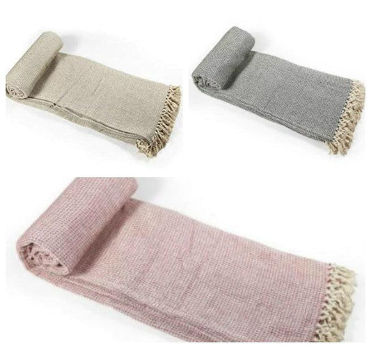 Double Large (90" x 100") HONEYCOMB WAFFLE Sofa / SETTEE / Chair / Bed Throw ~ 100% Cotton ~ Two Tone 3 COLORS - Comfort Style