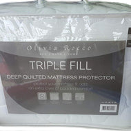 NEW Triple Fill DEEP QUILTED MATTRESS PROTECTOR | Fitted Sheet Style Mattress Topper ~ UK SIZES | (DOUBLE Mattress Protector)