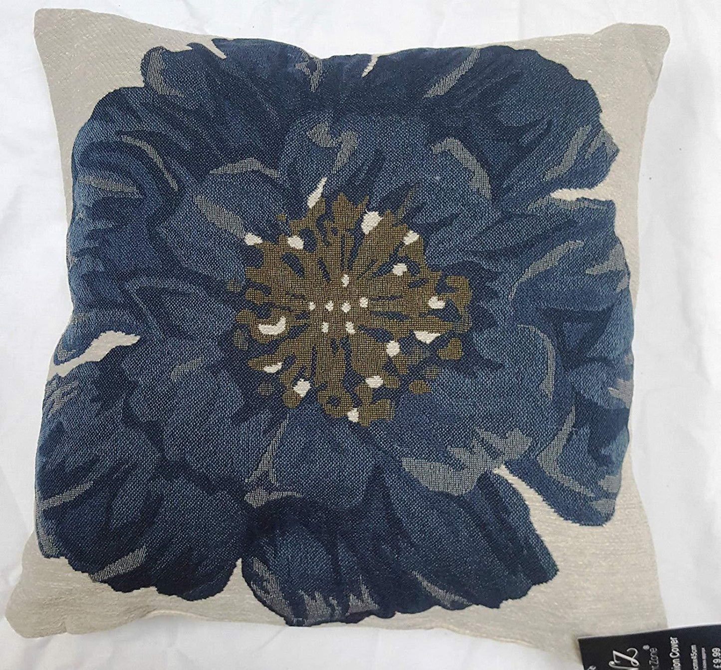 DESIGNER SUPER FINEST QUALITY 18" X 18" FLOWER BLUE-GREY CUSHION AND CUSHION COVERS WITH ZIP (SET OF 6 - Comfort Style