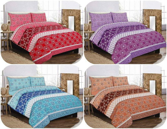 New ROBYN 3pc DUVET QUILT Cover Bedding Set ~ Floral Printing on POLYCOTTON Fabric ~ 4 Colors & UK SIZES Available - Comfort Style