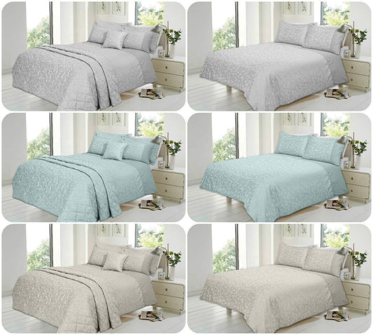 Luxury Florence JACQUARD Duvet Cover + Pillowcases ~ Cotton-Rich SUPER BEDDING SET Light Colors & UK SIZES (CREAM, Super King DUVET SET) - Comfort Style