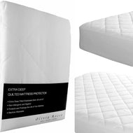 Olivia Rocco Luxury Quilted Extra Deep Mattress Protector, Hotel Quality Fitted Mattress Protector's 12" deep (Double)