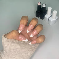 Classic French Tip Reusable Press On Nails