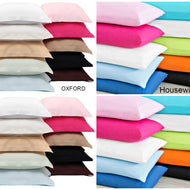 T200 HOUSEWIFE & OXFORD Pillowcases ~ 100% Egyptian Cotton ~ PERCALE 200 Thread Count continental PILLOWCASES ~ 11 Stunning COLORS (OXFORD PillowCases (PAIR), CHOCO)