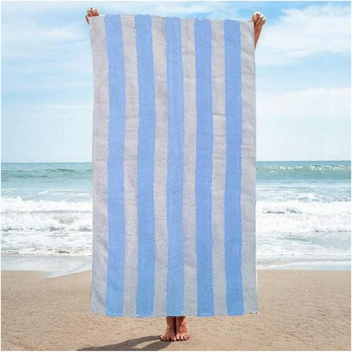100% Cotton BLUE Stripped Large POOL TOWEL/BEACH TOWEL/SEA TOWEL Size 70cm x 150cm - Comfort Style