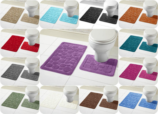 Olivia Rocco Cali Bubbles 2 Piece Bath Mat & Pedestal Set, Non Slip Bathroom Set - Comfort Style