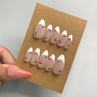 Cherry French Tip Reusable Press On Nails