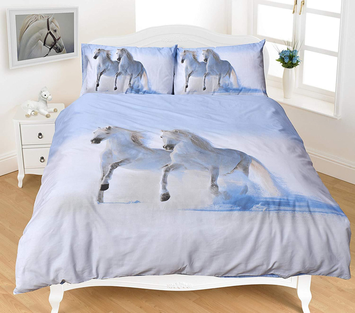 3D Wild Animals Duvet Cover Sets (Horses, Leopard, PolarBear, Tiger & Wolf) PolyCotton - Comfort Style