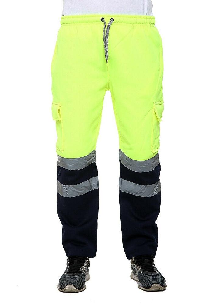 Men Hi Vis Visibility Reflective Safety Work Wear Hoodie Tops Jogging Bottom - Comfort Style